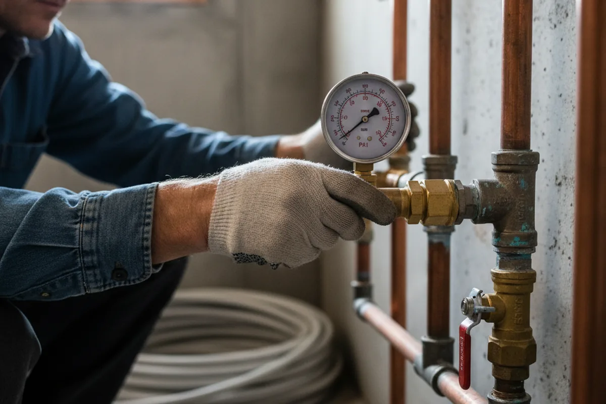 Pressure testing a repaired line during Water Line Repair in Barkhamsted